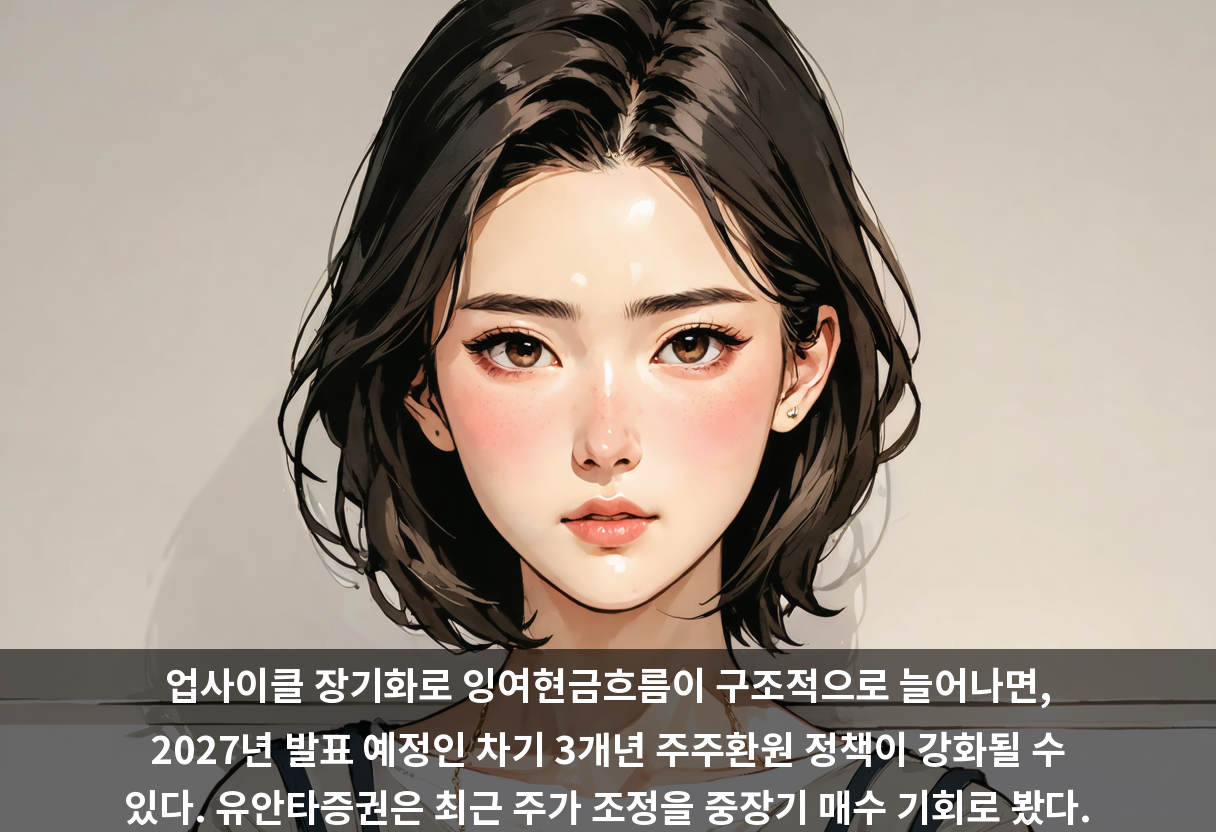 업사이클 장기화로 잉여현금흐름이 구조적으로 늘어나면, 2027년 발표 예정인 차기 3개년 주주환원 정책이 강화될 수 있다. 유안타증권은 최근 주가 조정을 중장기 매수 기회로 봤다.
