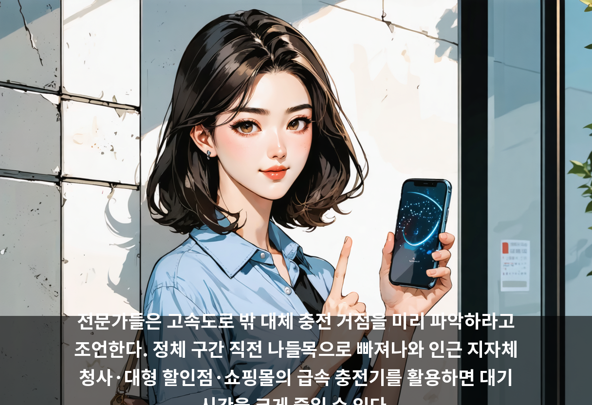 전문가들은 고속도로 밖 대체 충전 거점을 미리 파악하라고 조언한다. 정체 구간 직전 나들목으로 빠져나와 인근 지자체 청사·대형 할인점·쇼핑몰의 급속 충전기를 활용하면 대기 시간을 크게 줄일 수 있다.