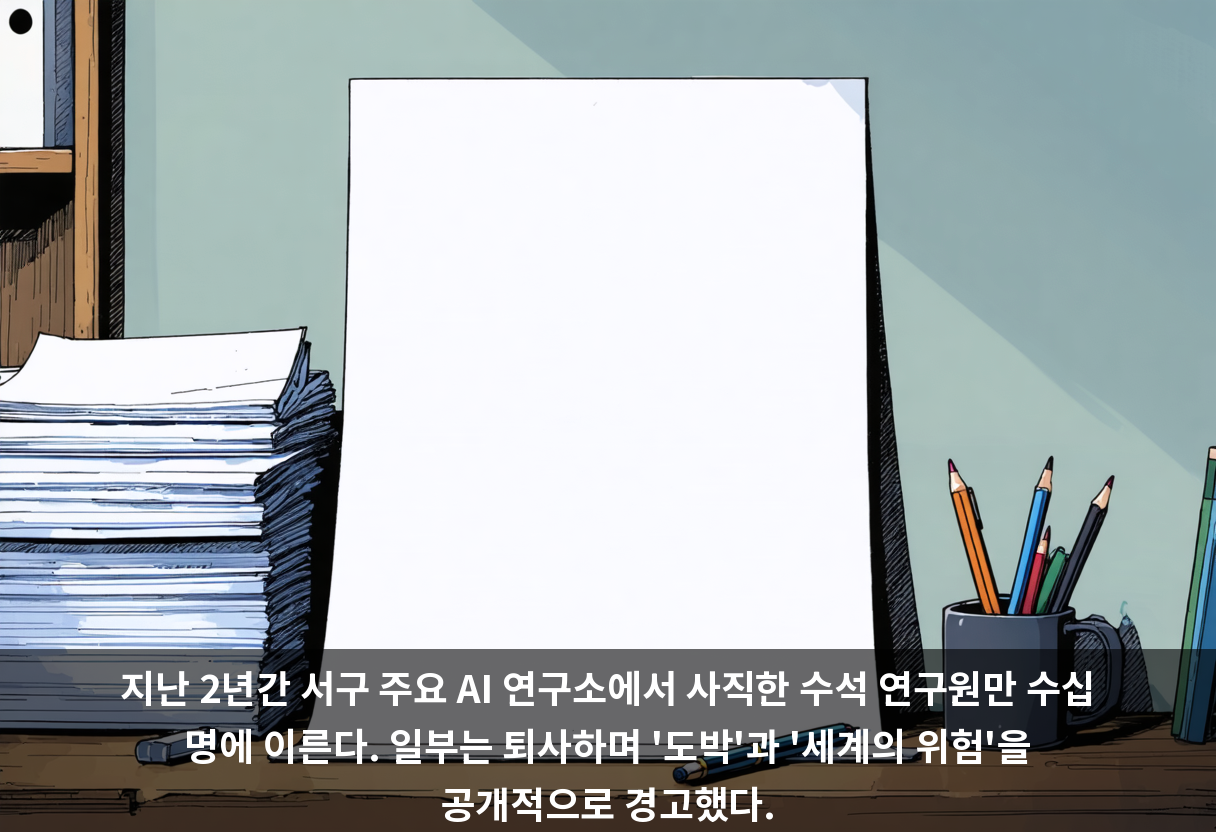 지난 2년간 서구 주요 AI 연구소에서 사직한 수석 연구원만 수십 명에 이른다. 일부는 퇴사하며 '도박'과 '세계의 위험'을 공개적으로 경고했다.