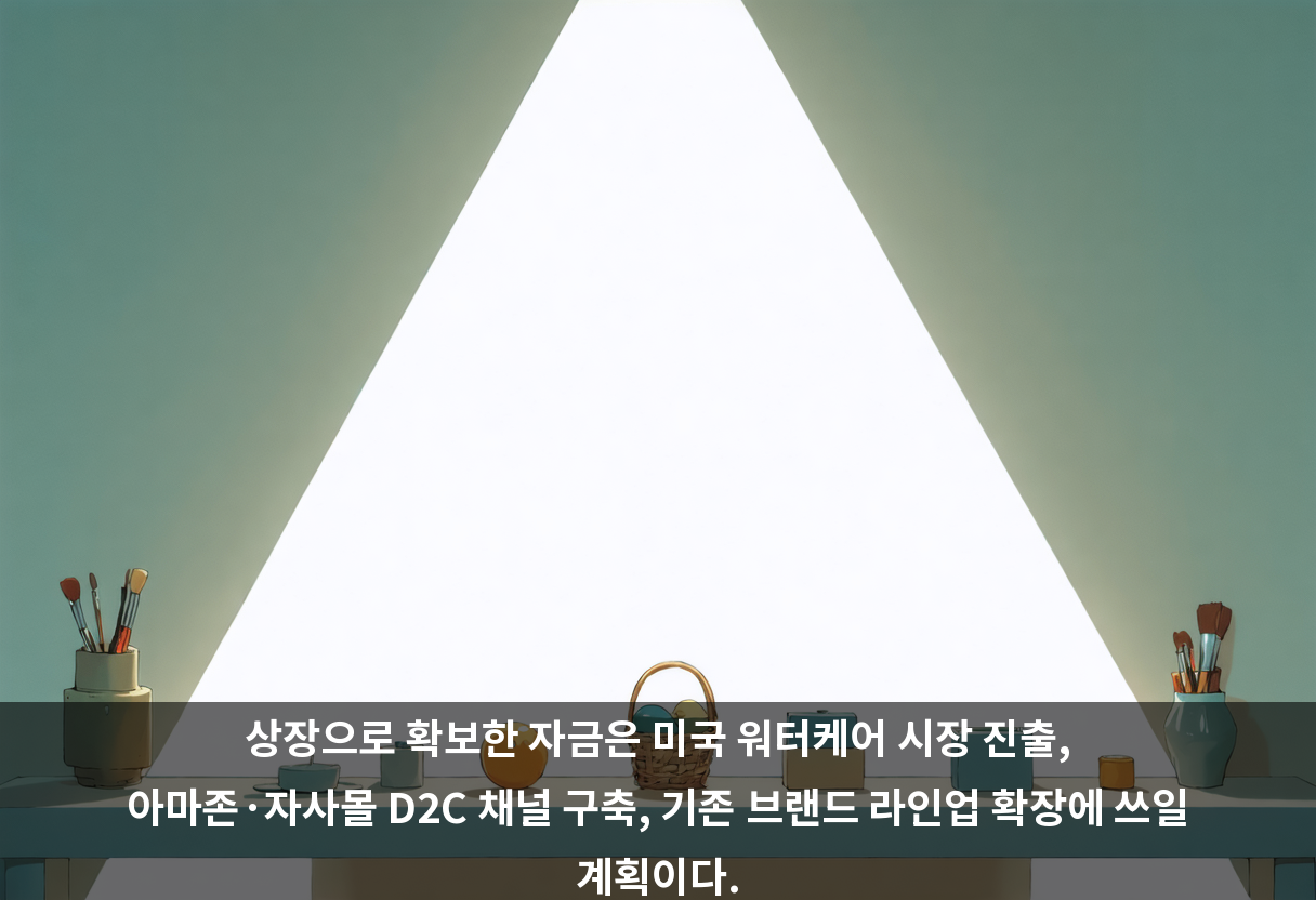 상장으로 확보한 자금은 미국 워터케어 시장 진출, 아마존·자사몰 D2C 채널 구축, 기존 브랜드 라인업 확장에 쓰일 계획이다.