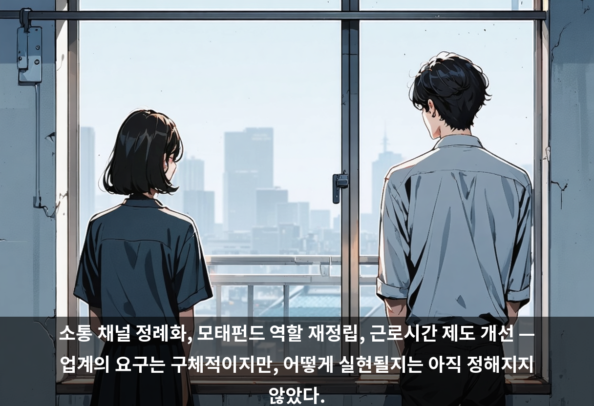 소통 채널 정례화, 모태펀드 역할 재정립, 근로시간 제도 개선 — 업계의 요구는 구체적이지만, 어떻게 실현될지는 아직 정해지지 않았다.