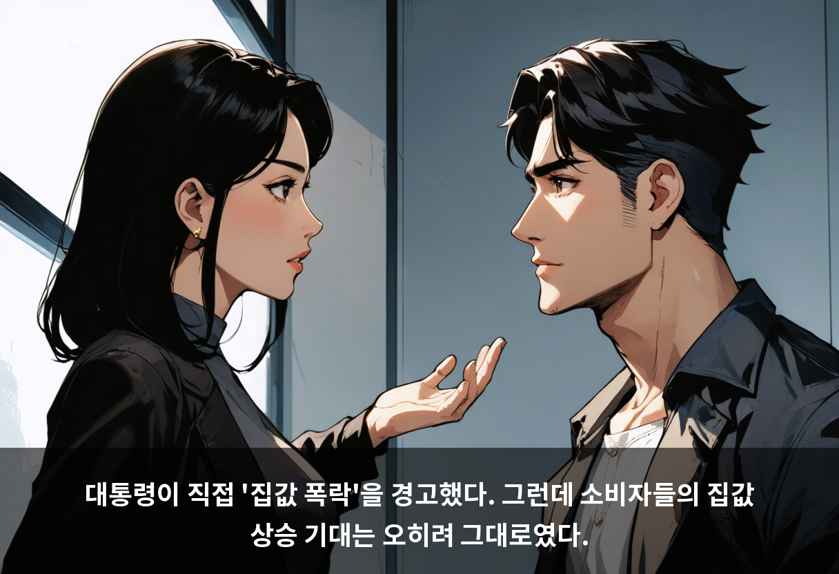대통령이 직접 '집값 폭락'을 경고했다. 그런데 소비자들의 집값 상승 기대는 오히려 그대로였다.