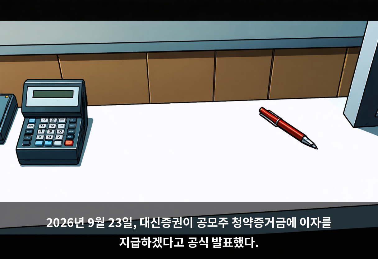 2026년 9월 23일, 대신증권이 공모주 청약증거금에 이자를 지급하겠다고 공식 발표했다.