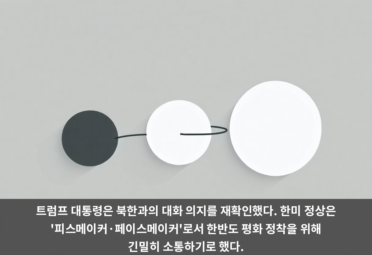 트럼프 대통령은 북한과의 대화 의지를 재확인했다. 한미 정상은 '피스메이커·페이스메이커'로서 한반도 평화 정착을 위해 긴밀히 소통하기로 했다.