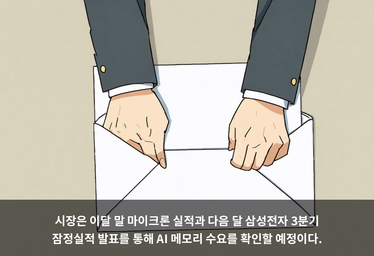 시장은 이달 말 마이크론 실적과 다음 달 삼성전자 3분기 잠정실적 발표를 통해 AI 메모리 수요를 확인할 예정이다.