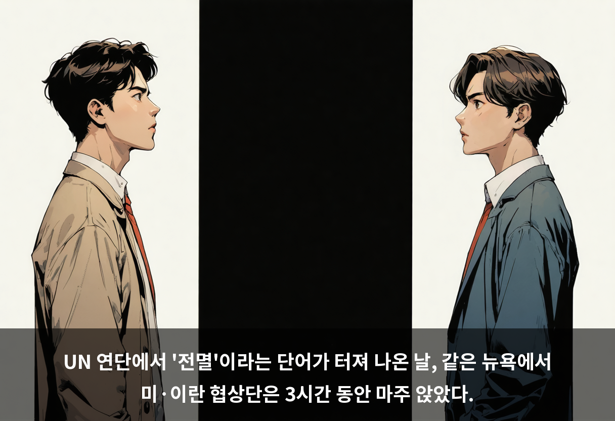 UN 연단에서 '전멸'이라는 단어가 터져 나온 날, 같은 뉴욕에서 미·이란 협상단은 3시간 동안 마주 앉았다.