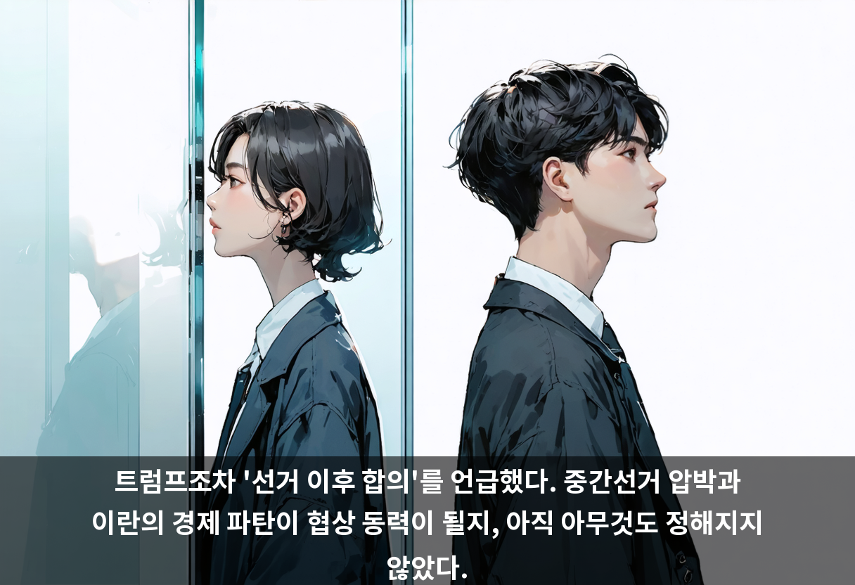 트럼프조차 '선거 이후 합의'를 언급했다. 중간선거 압박과 이란의 경제 파탄이 협상 동력이 될지, 아직 아무것도 정해지지 않았다.