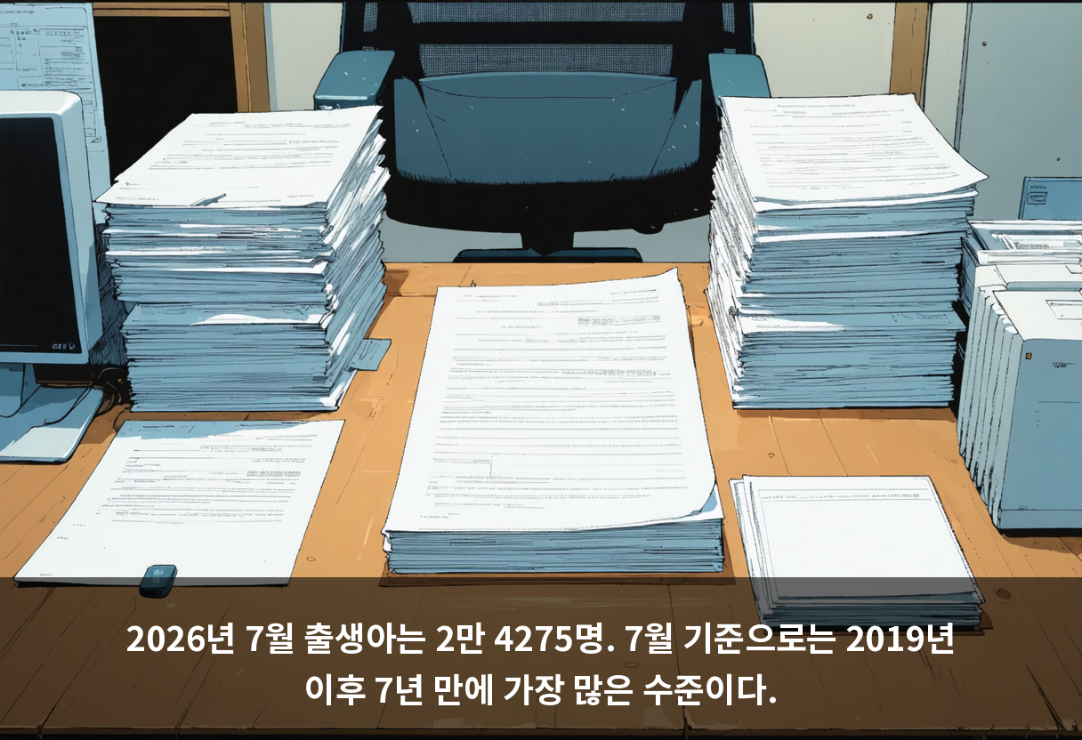 2026년 7월 출생아는 2만 4275명. 7월 기준으로는 2019년 이후 7년 만에 가장 많은 수준이다.