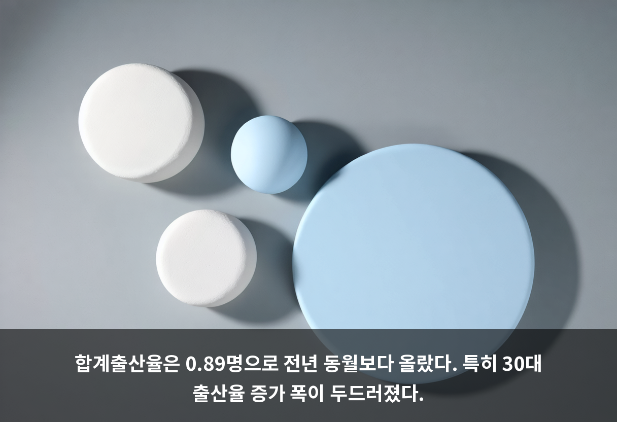 합계출산율은 0.89명으로 전년 동월보다 올랐다. 특히 30대 출산율 증가 폭이 두드러졌다.