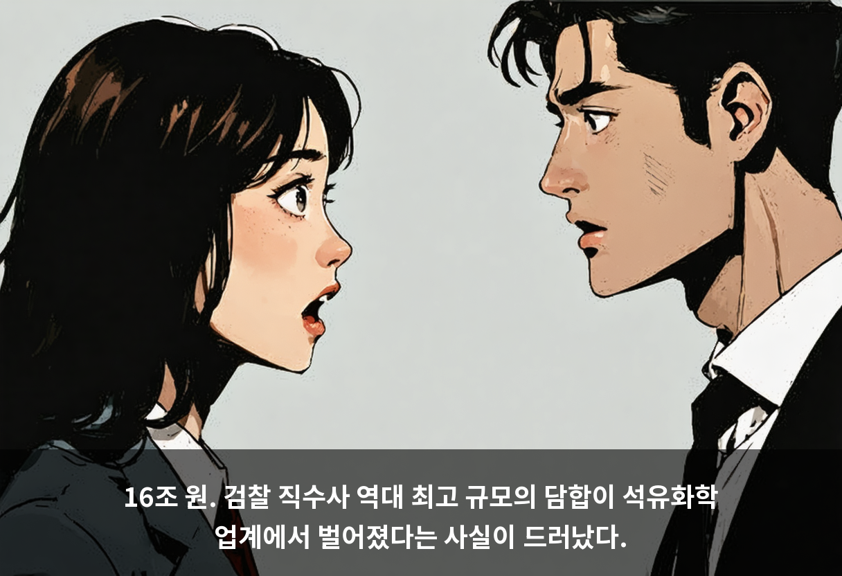 16조 원. 검찰 직수사 역대 최고 규모의 담합이 석유화학 업계에서 벌어졌다는 사실이 드러났다.
