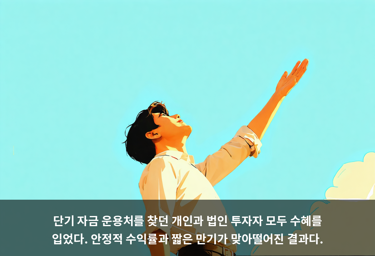 단기 자금 운용처를 찾던 개인과 법인 투자자 모두 수혜를 입었다. 안정적 수익률과 짧은 만기가 맞아떨어진 결과다.