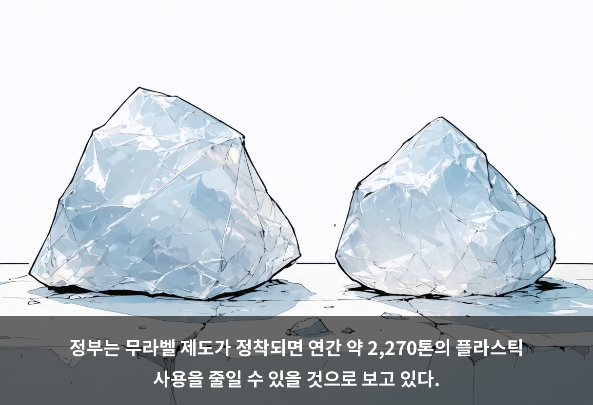 정부는 무라벨 제도가 정착되면 연간 약 2,270톤의 플라스틱 사용을 줄일 수 있을 것으로 보고 있다.