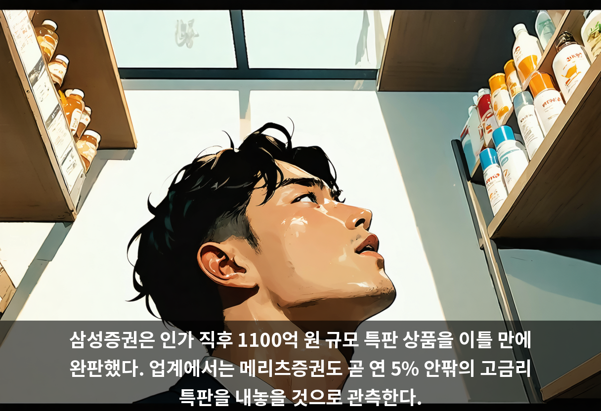 삼성증권은 인가 직후 1100억 원 규모 특판 상품을 이틀 만에 완판했다. 업계에서는 메리츠증권도 곧 연 5% 안팎의 고금리 특판을 내놓을 것으로 관측한다.