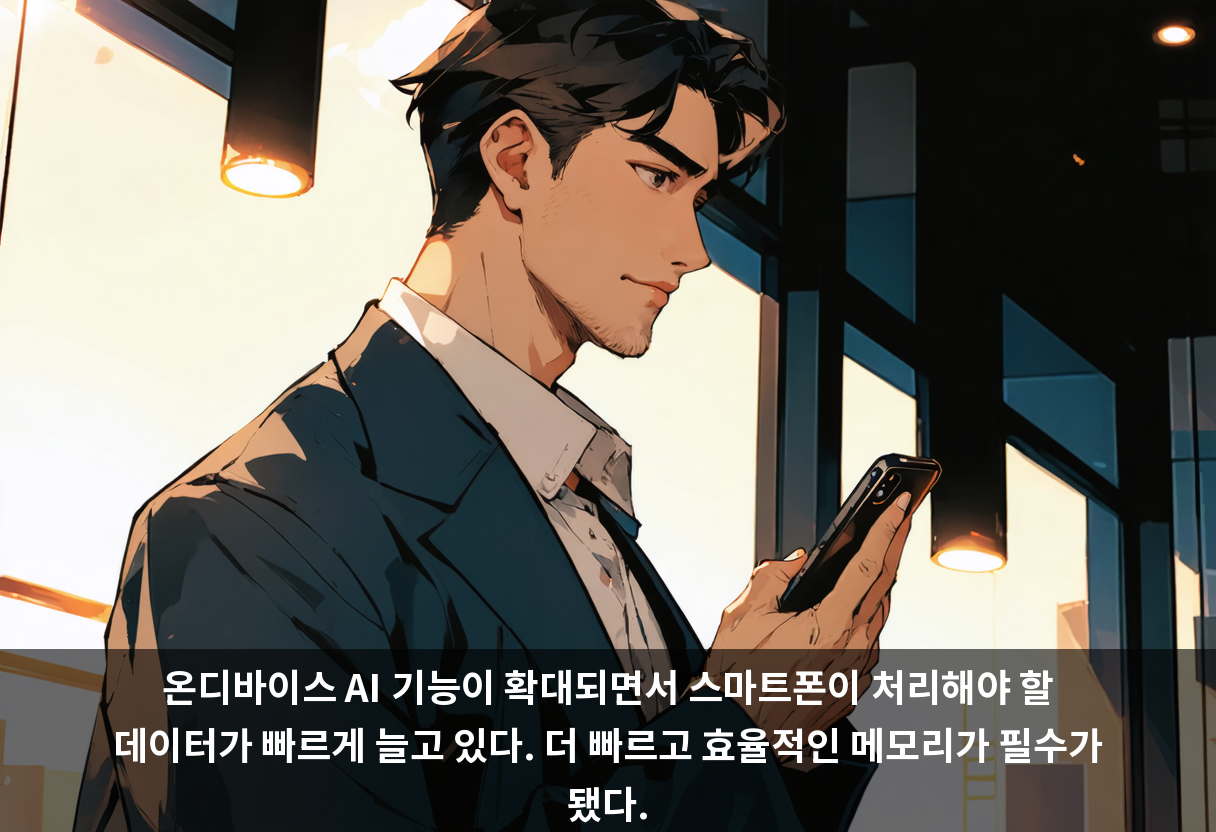 온디바이스 AI 기능이 확대되면서 스마트폰이 처리해야 할 데이터가 빠르게 늘고 있다. 더 빠르고 효율적인 메모리가 필수가 됐다.