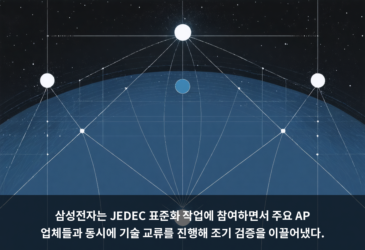 삼성전자는 JEDEC 표준화 작업에 참여하면서 주요 AP 업체들과 동시에 기술 교류를 진행해 조기 검증을 이끌어냈다.