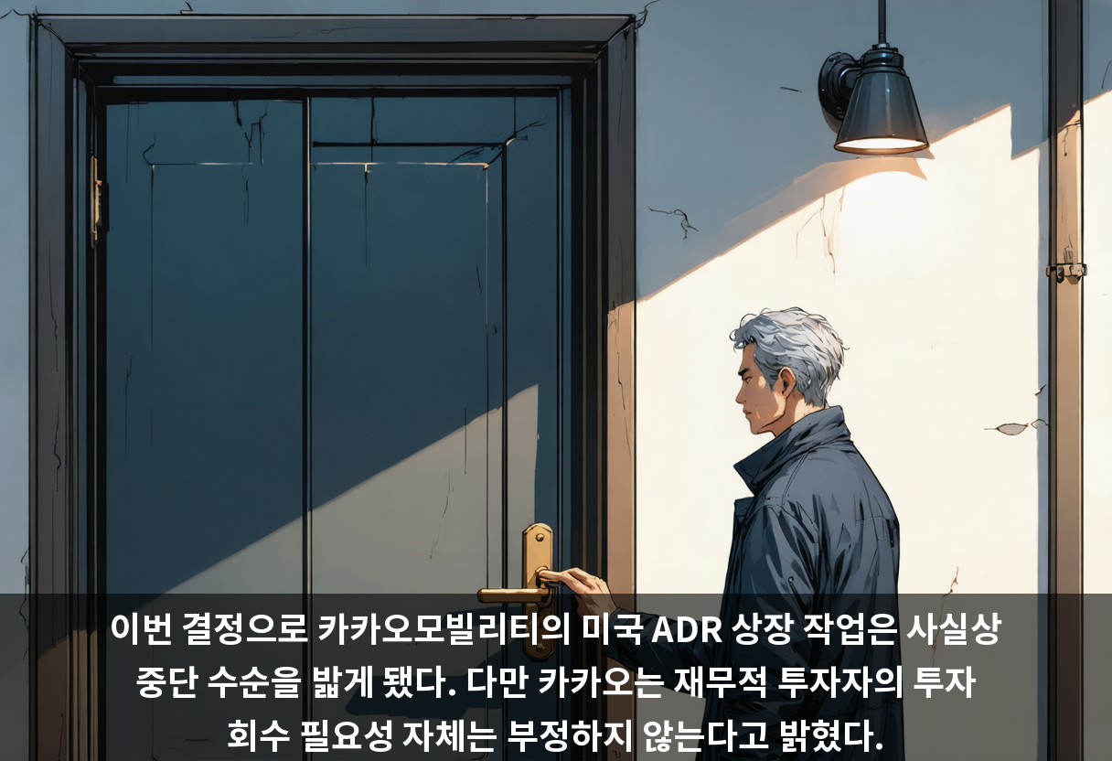 이번 결정으로 카카오모빌리티의 미국 ADR 상장 작업은 사실상 중단 수순을 밟게 됐다. 다만 카카오는 재무적 투자자의 투자 회수 필요성 자체는 부정하지 않는다고 밝혔다.