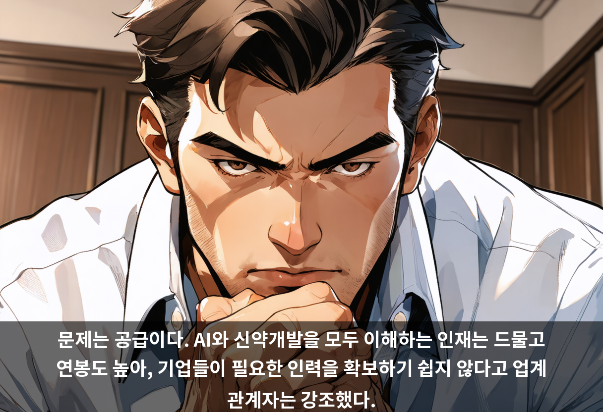 문제는 공급이다. AI와 신약개발을 모두 이해하는 인재는 드물고 연봉도 높아, 기업들이 필요한 인력을 확보하기 쉽지 않다고 업계 관계자는 강조했다.