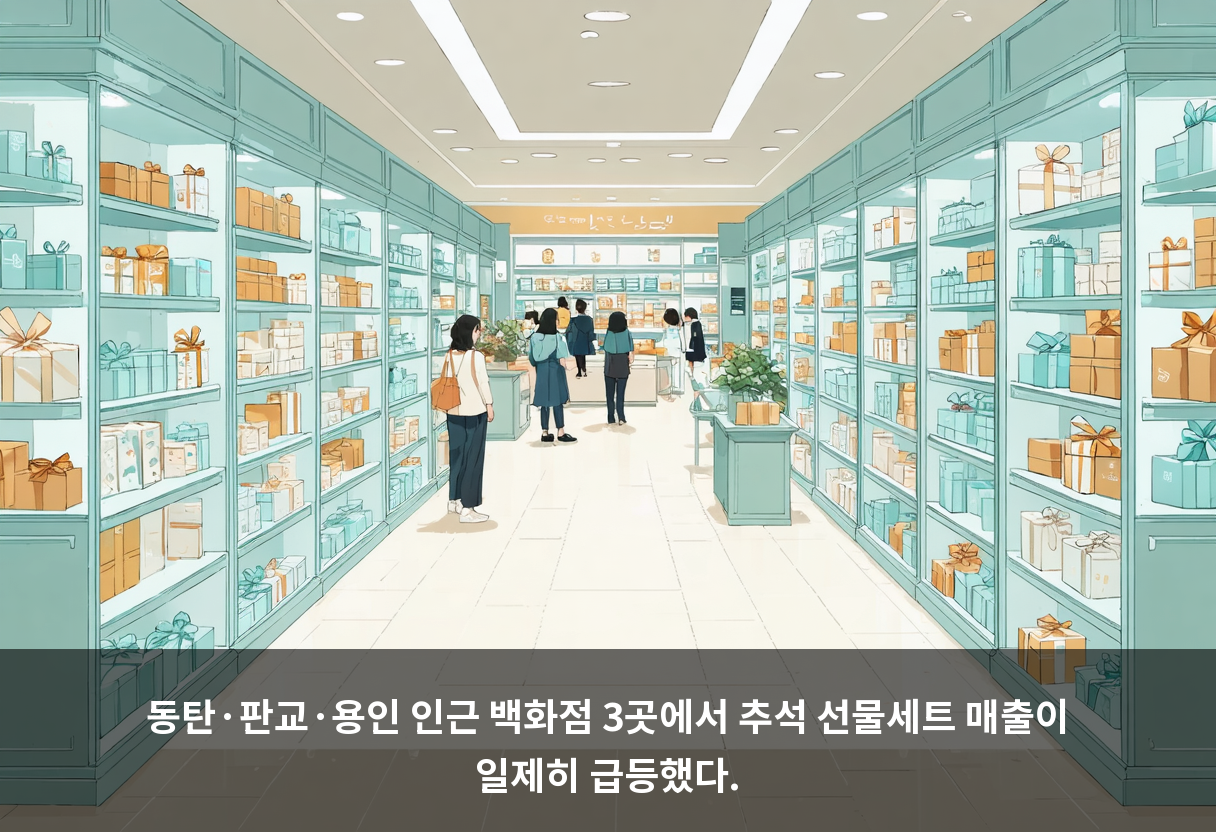 동탄·판교·용인 인근 백화점 3곳에서 추석 선물세트 매출이 일제히 급등했다.