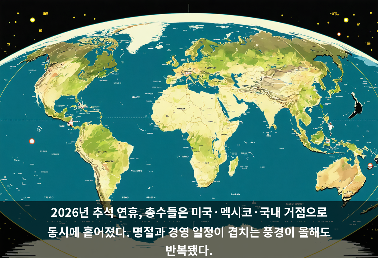 2026년 추석 연휴, 총수들은 미국·멕시코·국내 거점으로 동시에 흩어졌다. 명절과 경영 일정이 겹치는 풍경이 올해도 반복됐다.