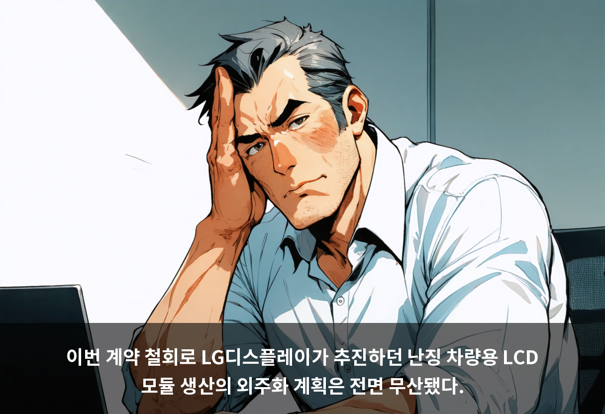 이번 계약 철회로 LG디스플레이가 추진하던 난징 차량용 LCD 모듈 생산의 외주화 계획은 전면 무산됐다.