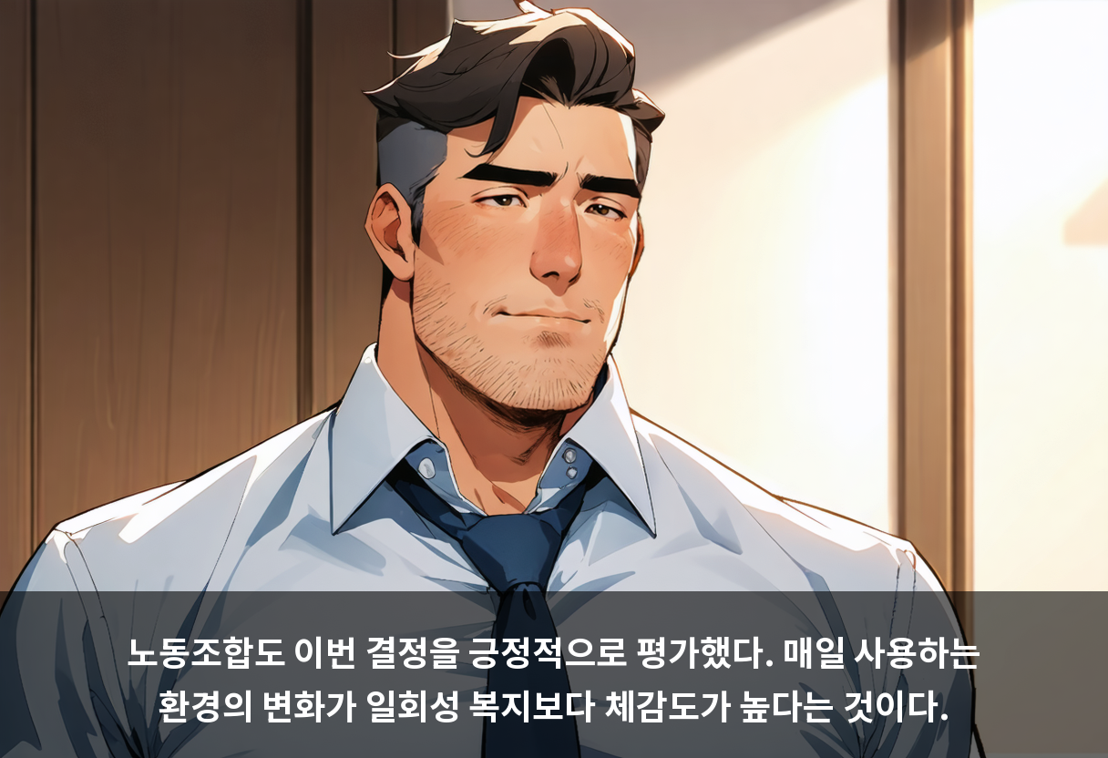 노동조합도 이번 결정을 긍정적으로 평가했다. 매일 사용하는 환경의 변화가 일회성 복지보다 체감도가 높다는 것이다.