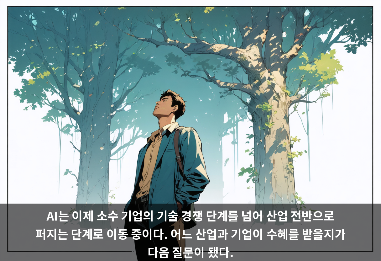 AI는 이제 소수 기업의 기술 경쟁 단계를 넘어 산업 전반으로 퍼지는 단계로 이동 중이다. 어느 산업과 기업이 수혜를 받을지가 다음 질문이 됐다.