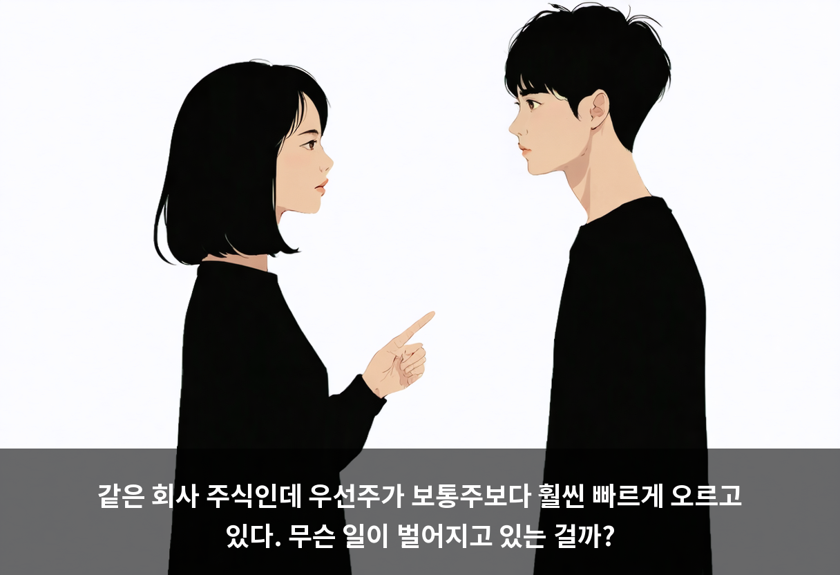 같은 회사 주식인데 우선주가 보통주보다 훨씬 빠르게 오르고 있다. 무슨 일이 벌어지고 있는 걸까?