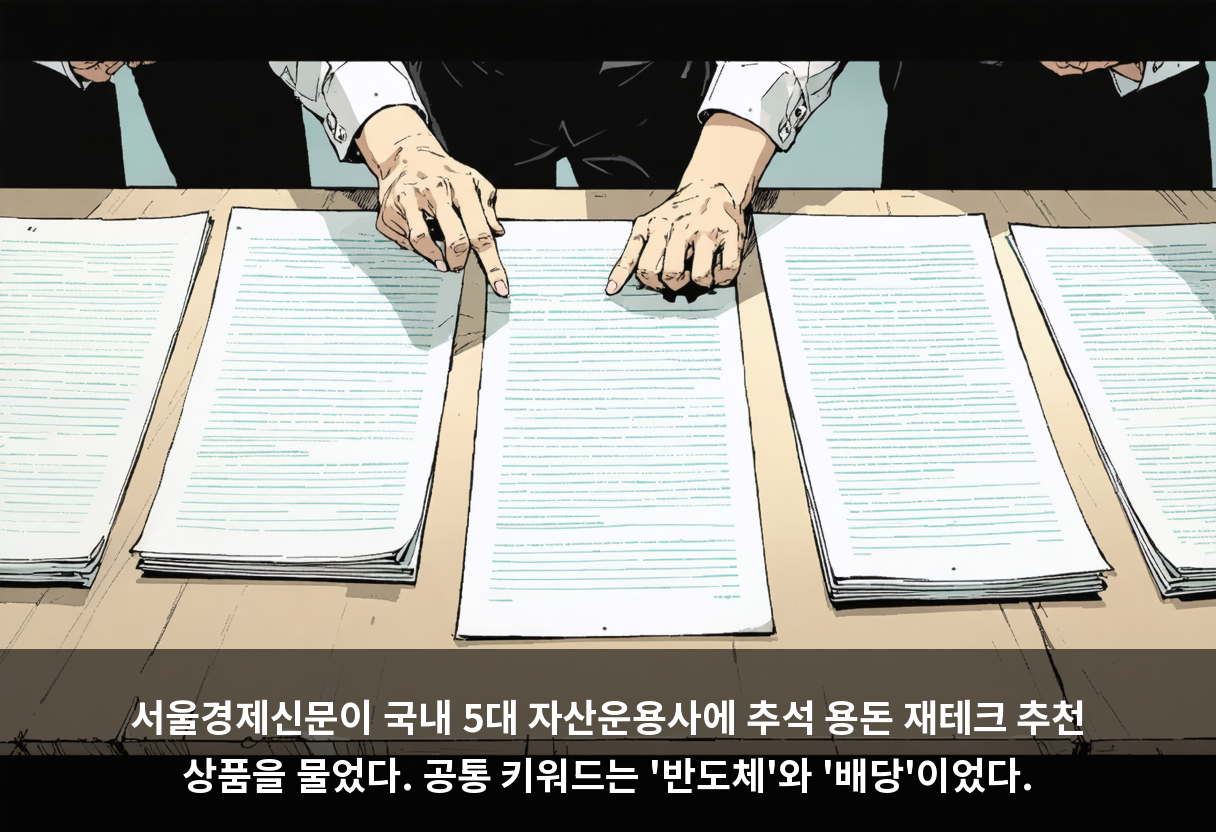 서울경제신문이 국내 5대 자산운용사에 추석 용돈 재테크 추천 상품을 물었다. 공통 키워드는 '반도체'와 '배당'이었다.