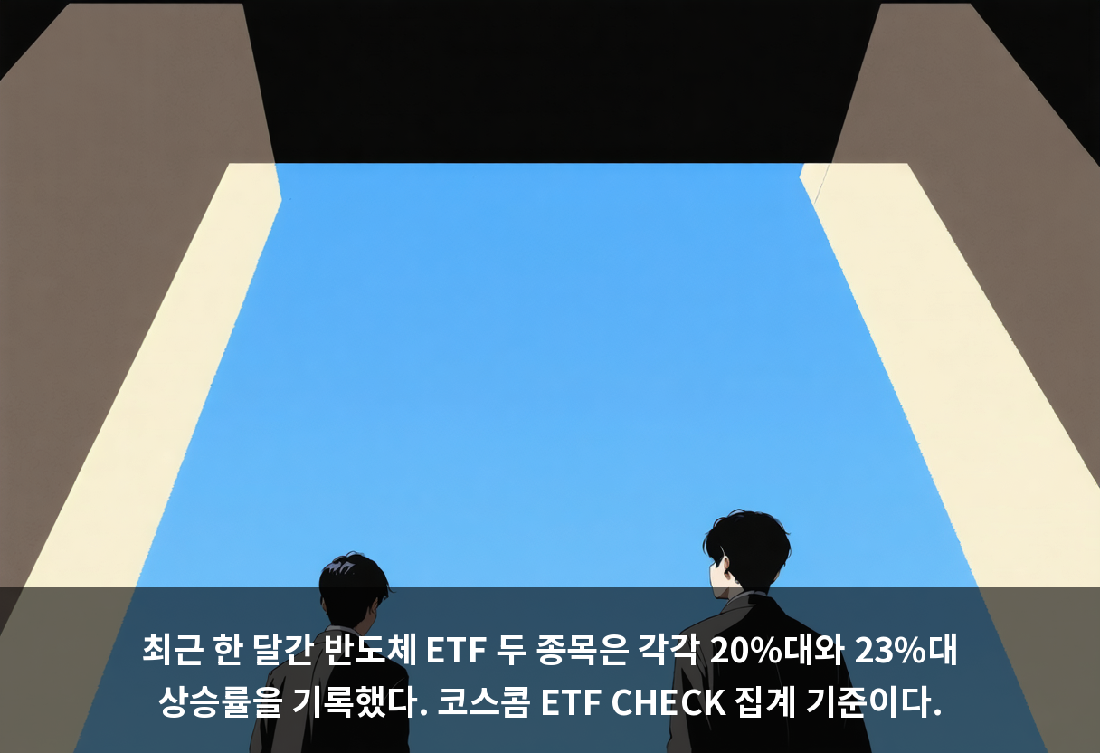 최근 한 달간 반도체 ETF 두 종목은 각각 20%대와 23%대 상승률을 기록했다. 코스콤 ETF CHECK 집계 기준이다.