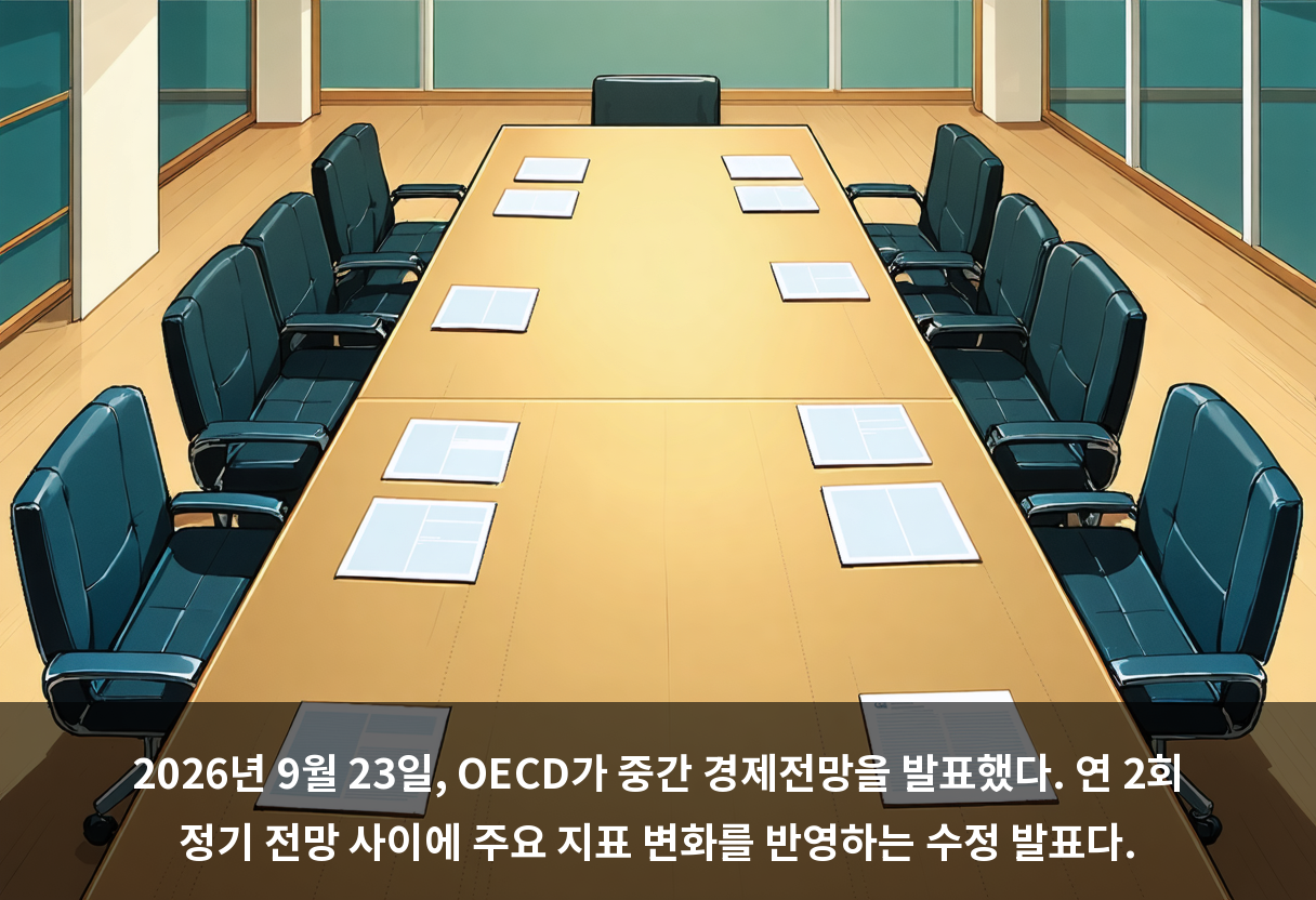 2026년 9월 23일, OECD가 중간 경제전망을 발표했다. 연 2회 정기 전망 사이에 주요 지표 변화를 반영하는 수정 발표다.