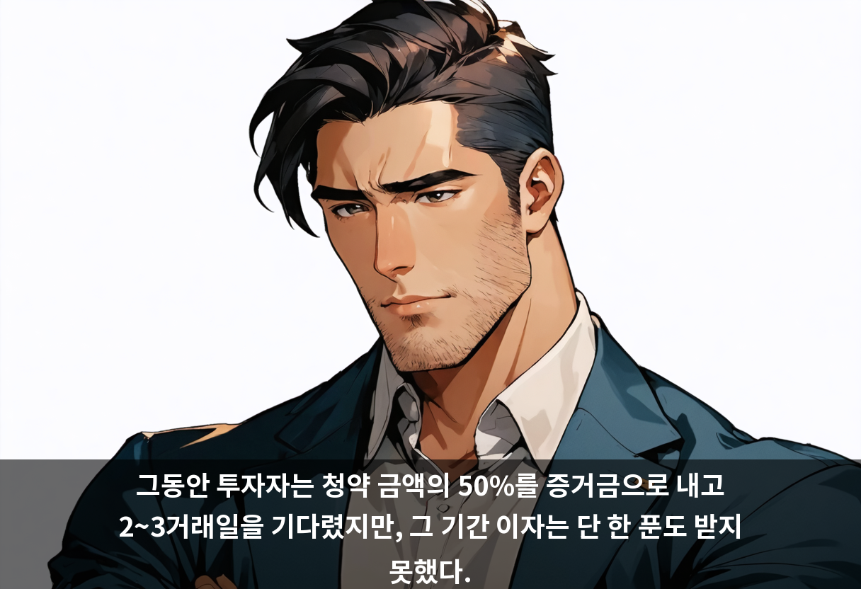 그동안 투자자는 청약 금액의 50%를 증거금으로 내고 2~3거래일을 기다렸지만, 그 기간 이자는 단 한 푼도 받지 못했다.