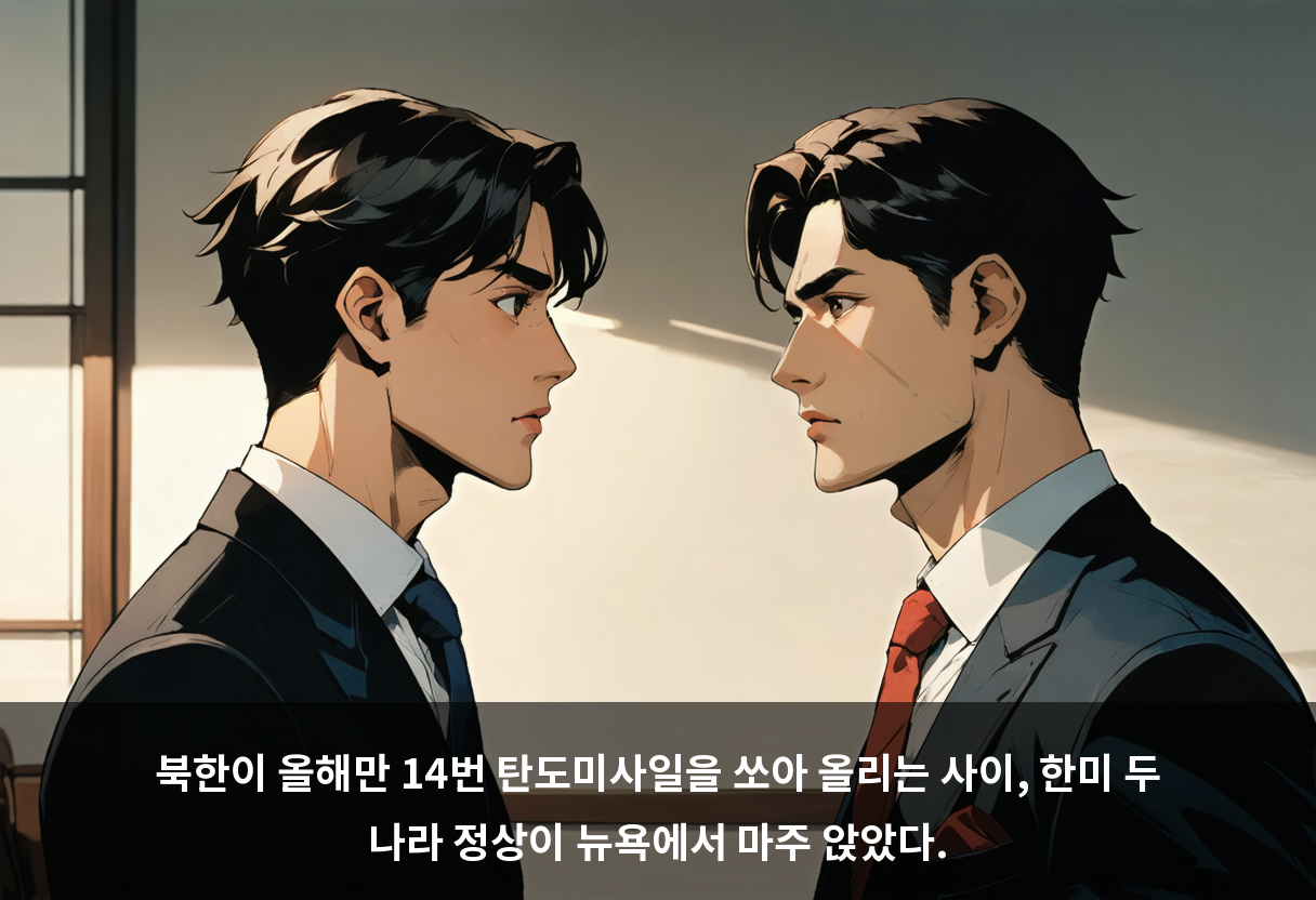 북한이 올해만 14번 탄도미사일을 쏘아 올리는 사이, 한미 두 나라 정상이 뉴욕에서 마주 앉았다.