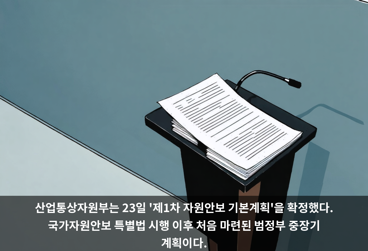산업통상자원부는 23일 '제1차 자원안보 기본계획'을 확정했다. 국가자원안보 특별법 시행 이후 처음 마련된 범정부 중장기 계획이다.