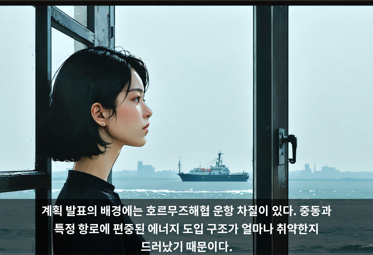 계획 발표의 배경에는 호르무즈해협 운항 차질이 있다. 중동과 특정 항로에 편중된 에너지 도입 구조가 얼마나 취약한지 드러났기 때문이다.