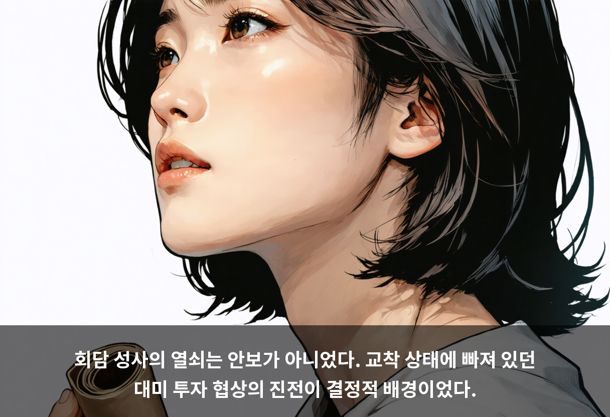 회담 성사의 열쇠는 안보가 아니었다. 교착 상태에 빠져 있던 대미 투자 협상의 진전이 결정적 배경이었다.