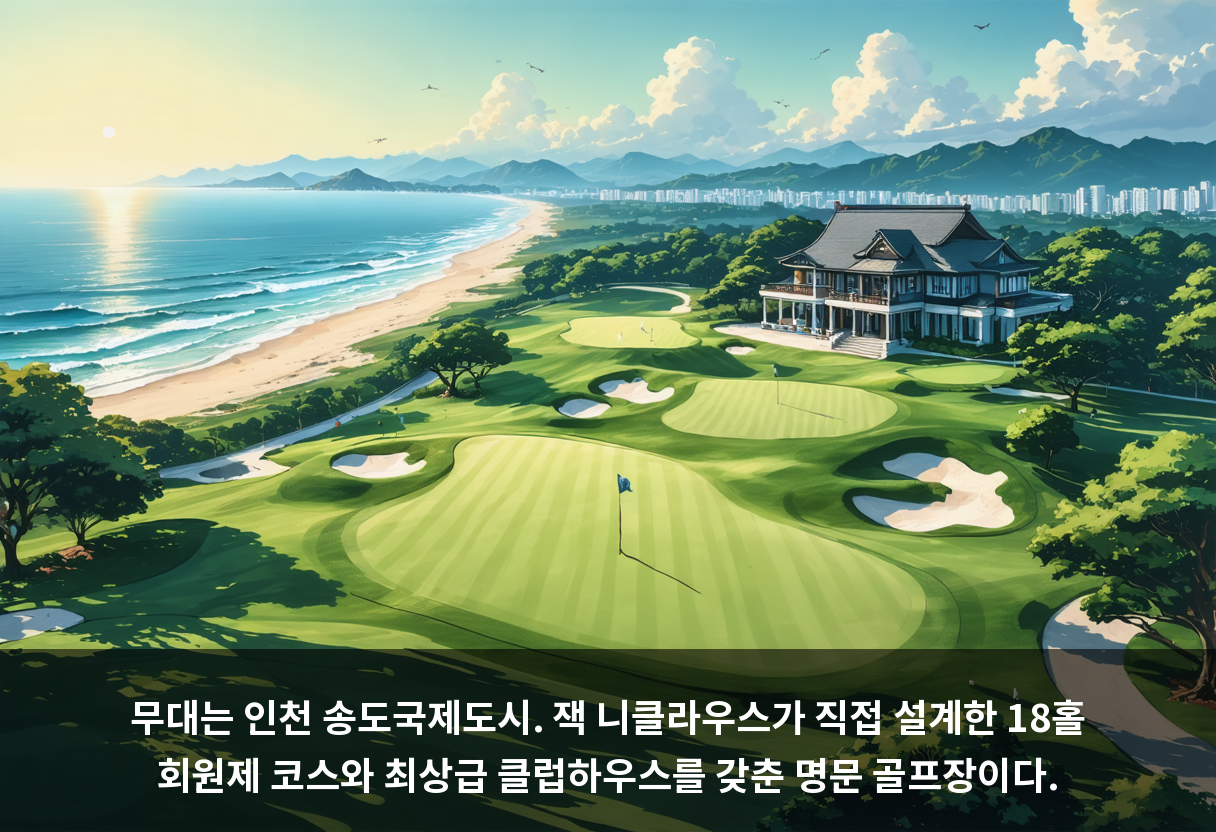 무대는 인천 송도국제도시. 잭 니클라우스가 직접 설계한 18홀 회원제 코스와 최상급 클럽하우스를 갖춘 명문 골프장이다.
