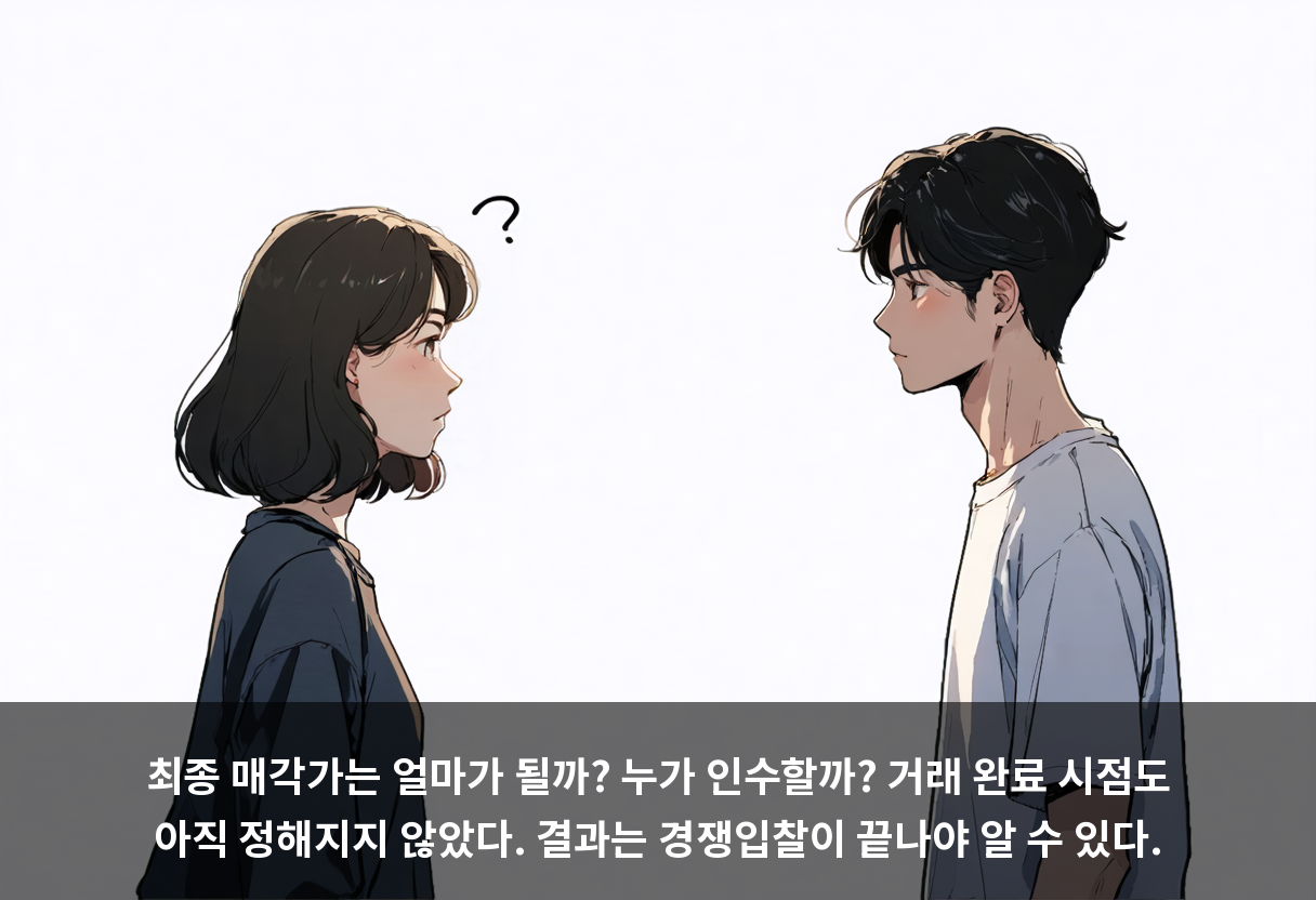 최종 매각가는 얼마가 될까? 누가 인수할까? 거래 완료 시점도 아직 정해지지 않았다. 결과는 경쟁입찰이 끝나야 알 수 있다.