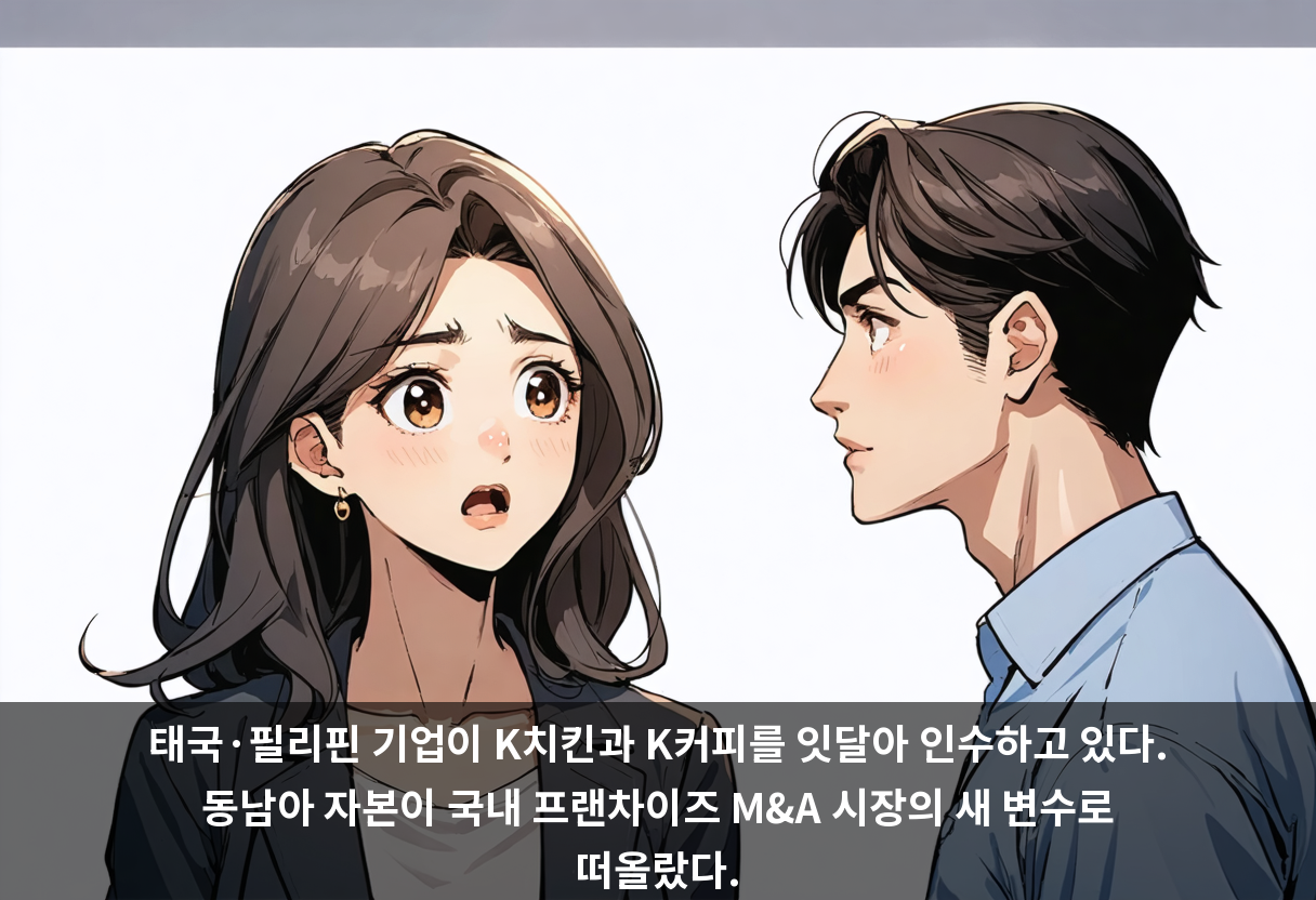 태국·필리핀 기업이 K치킨과 K커피를 잇달아 인수하고 있다. 동남아 자본이 국내 프랜차이즈 M&A 시장의 새 변수로 떠올랐다.