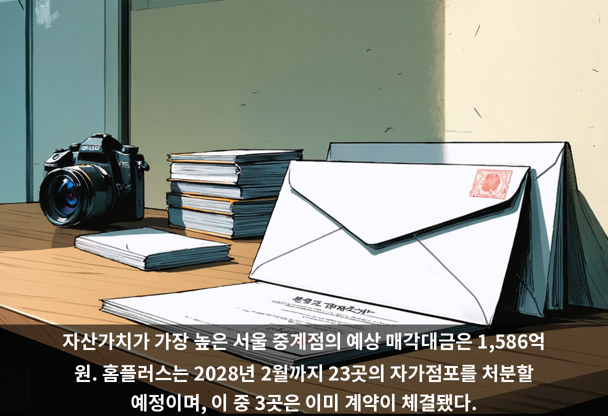자산가치가 가장 높은 서울 중계점의 예상 매각대금은 1,586억 원. 홈플러스는 2028년 2월까지 23곳의 자가점포를 처분할 예정이며, 이 중 3곳은 이미 계약이 체결됐다.