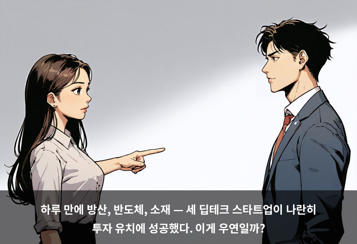 하루 만에 방산, 반도체, 소재 — 세 딥테크 스타트업이 나란히 투자 유치에 성공했다. 이게 우연일까?