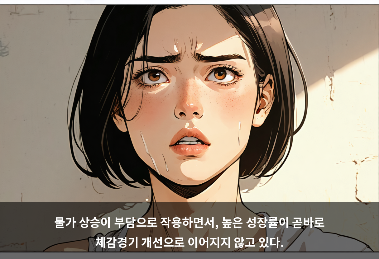 물가 상승이 부담으로 작용하면서, 높은 성장률이 곧바로 체감경기 개선으로 이어지지 않고 있다.