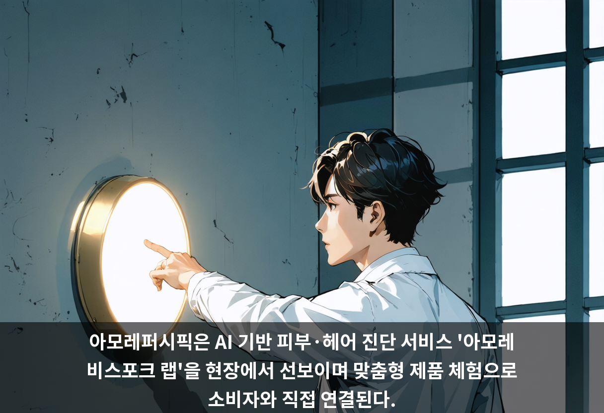아모레퍼시픽은 AI 기반 피부·헤어 진단 서비스 '아모레 비스포크 랩'을 현장에서 선보이며 맞춤형 제품 체험으로 소비자와 직접 연결된다.