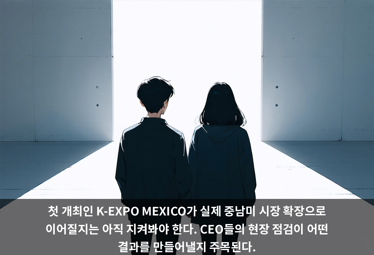 첫 개최인 K-EXPO MEXICO가 실제 중남미 시장 확장으로 이어질지는 아직 지켜봐야 한다. CEO들의 현장 점검이 어떤 결과를 만들어낼지 주목된다.