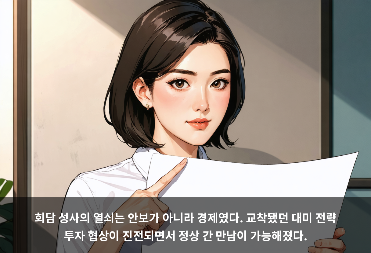 회담 성사의 열쇠는 안보가 아니라 경제였다. 교착됐던 대미 전략 투자 협상이 진전되면서 정상 간 만남이 가능해졌다.