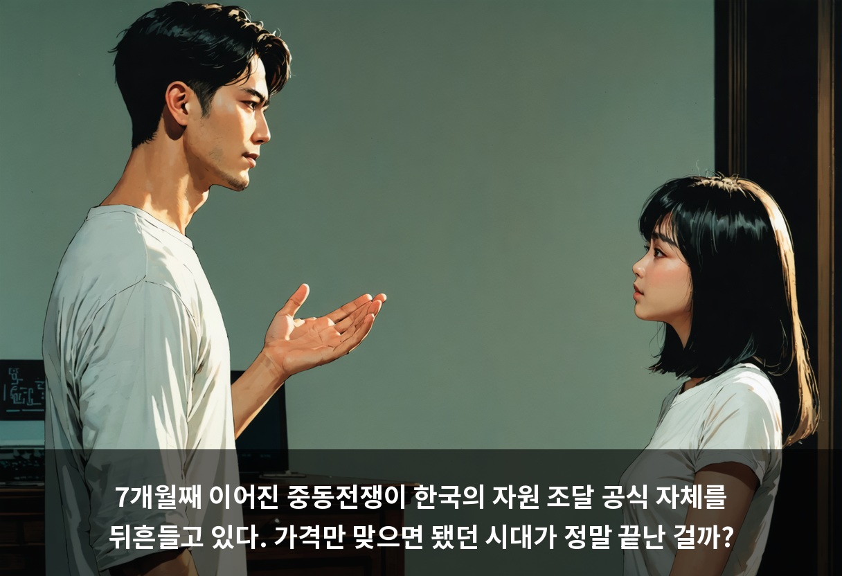 7개월째 이어진 중동전쟁이 한국의 자원 조달 공식 자체를 뒤흔들고 있다. 가격만 맞으면 됐던 시대가 정말 끝난 걸까?