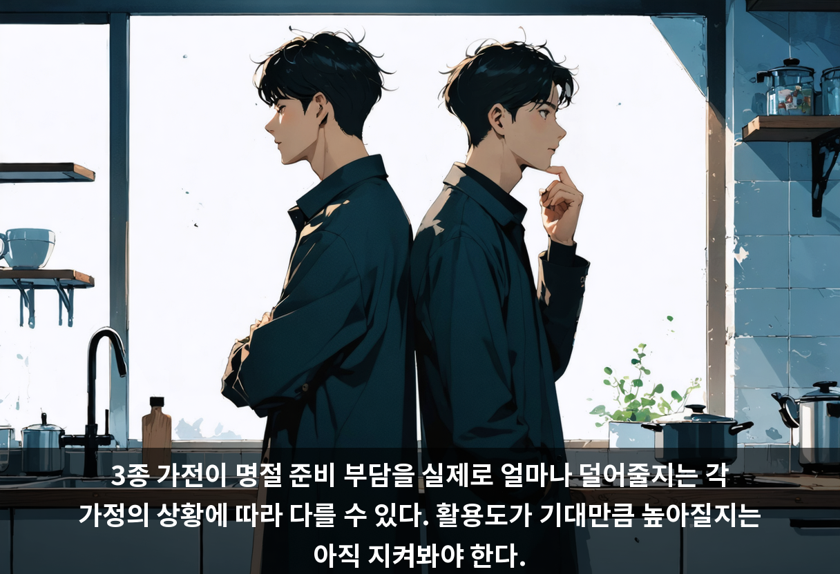 3종 가전이 명절 준비 부담을 실제로 얼마나 덜어줄지는 각 가정의 상황에 따라 다를 수 있다. 활용도가 기대만큼 높아질지는 아직 지켜봐야 한다.