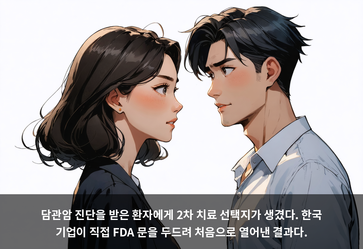 담관암 진단을 받은 환자에게 2차 치료 선택지가 생겼다. 한국 기업이 직접 FDA 문을 두드려 처음으로 열어낸 결과다.