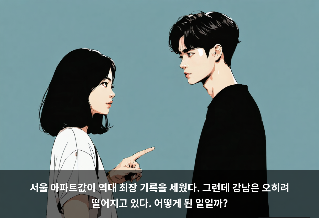 서울 아파트값이 역대 최장 기록을 세웠다. 그런데 강남은 오히려 떨어지고 있다. 어떻게 된 일일까?