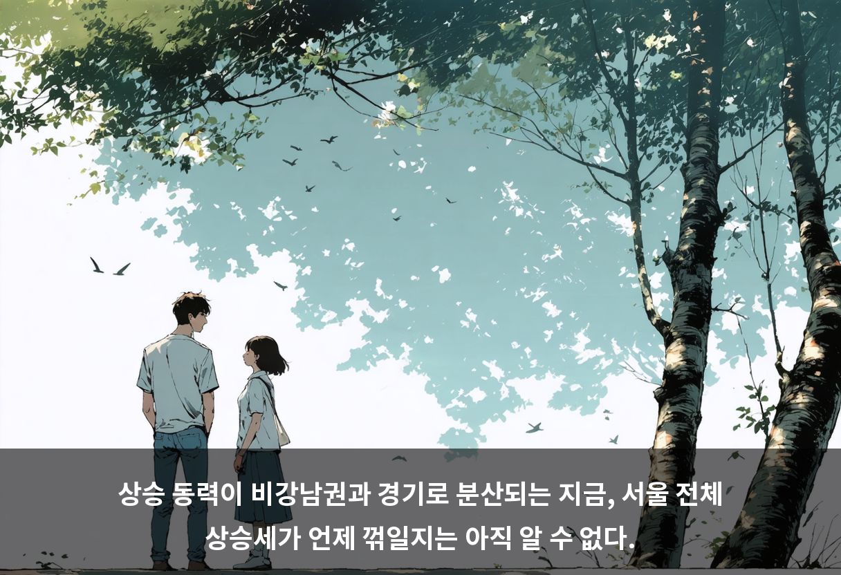 상승 동력이 비강남권과 경기로 분산되는 지금, 서울 전체 상승세가 언제 꺾일지는 아직 알 수 없다.
