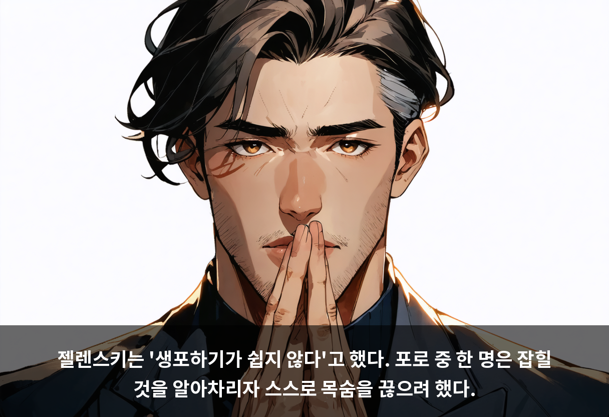 젤렌스키는 '생포하기가 쉽지 않다'고 했다. 포로 중 한 명은 잡힐 것을 알아차리자 스스로 목숨을 끊으려 했다.